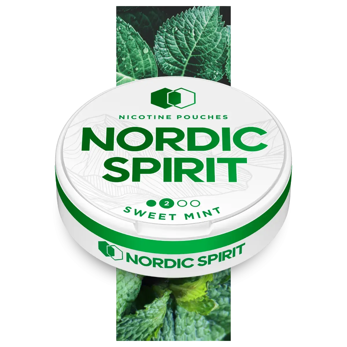 Can of Nordic Spirit Sweet Mint Nicotine pouches in a regular strength.