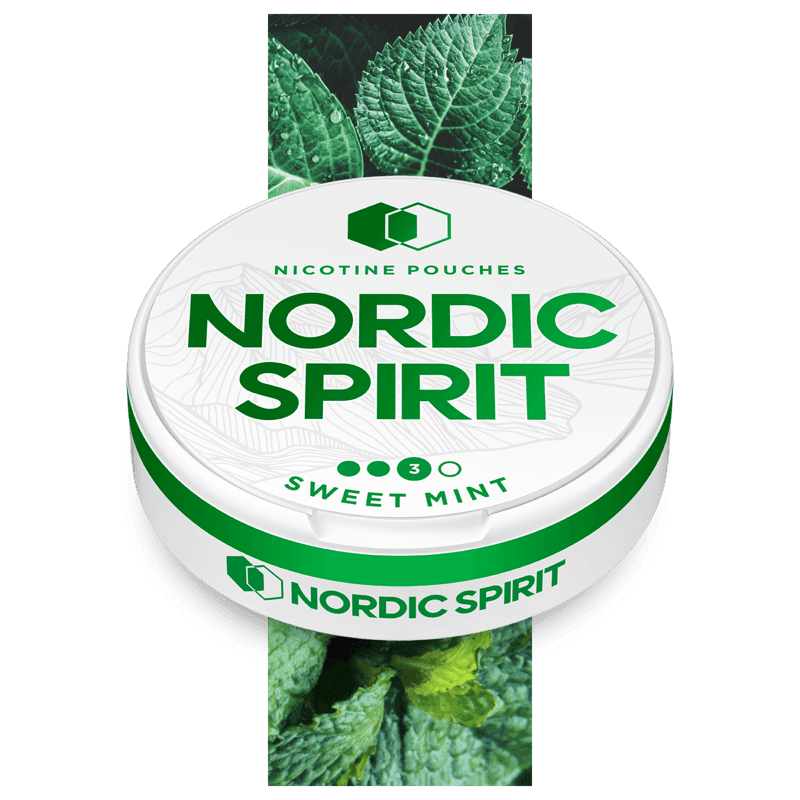 Can of Nordic Spirit Sweet Mint Nicotine pouches in a strong strength.