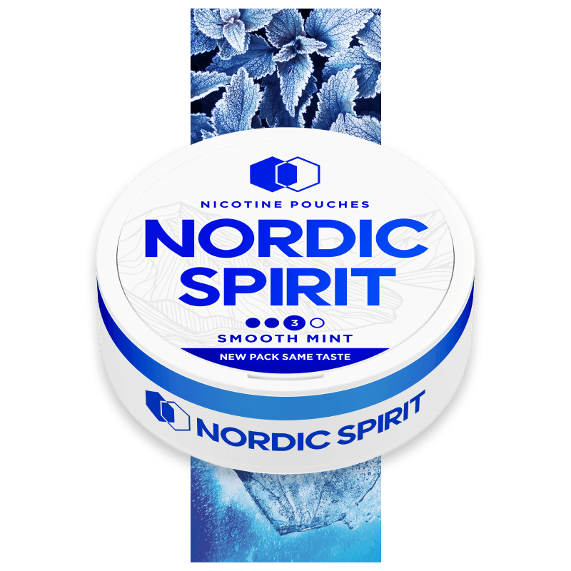 Can of Nordic Spirit Smooth Mint Nicotine pouches in a strong strength.