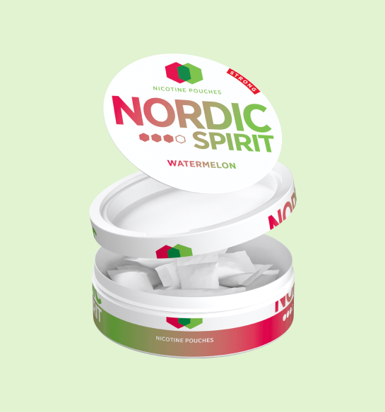 Can of Nordic Spirit Strong Watermelon flavour Nicotine pouches.