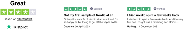 List of two 5/5 rated Trustpilot reviews. Overall rating 4/5 based on 10 reviews.